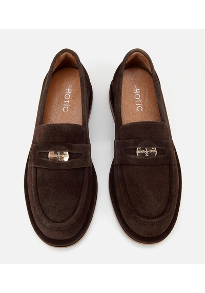 Hotiç Kadın Süet Deri Kahverengi Tokalı Klasik Loafer 01ayh320520a480 01ayh320520a480