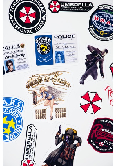 Resident Evil Umbrella Corp Temalı Sticker Paketi 14 Parça Kaliteli Su Geçirmez Etiket Seti Çok Renkli