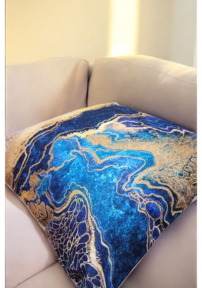 Modern Tarz Dijital Baskılı 4 Lü Dekoratif Kırlent Kılıfı Seti 43x43 Cm Şık Ve Renkli Tasarımlar Lacivert