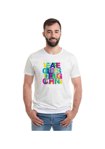 Color Design Baskılı Beyaz Erkek Tshirt