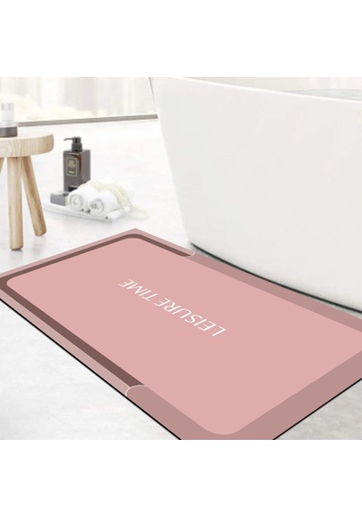 Dijital Kaymaz Yıkanabilir Banyo Mutfak Salon Paspas Halısı Trend Modern Al4002 Pembe