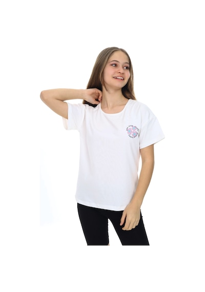 Toontoy Kids Toontoy Kız Çocuk Çiçek Ve You Look Baskılı Tişört Ekru