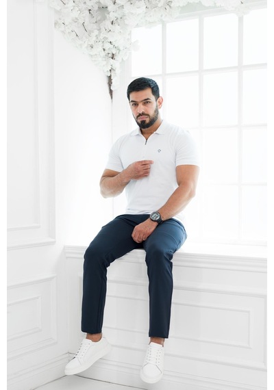 Paul Martin Fermuarlı Polo Yaka Regular Fit T-Shirt Beyaz