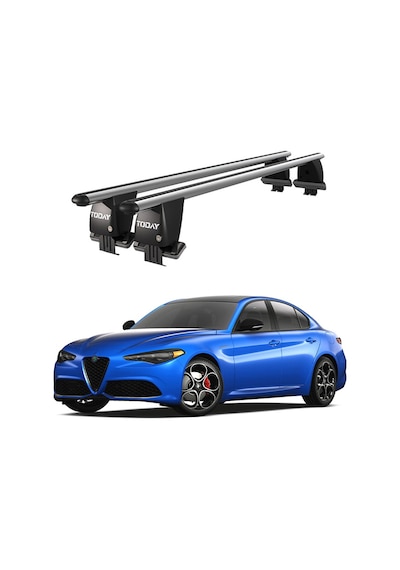 Royal Alfa Romeo Giulia 2016 Ve Sonrası Uyumlu Gri Kilitli Ara Atkı Port Bagaj Tavan Barı