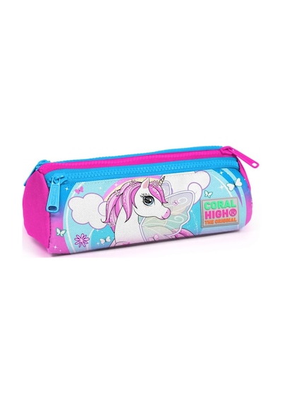 Coral High Mavi Unicorn Baskılı Kız Çocuk 3'lü İlkokul Çanta Seti