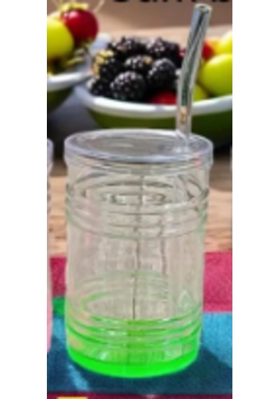 Renkli Cam Pipetli Bardak