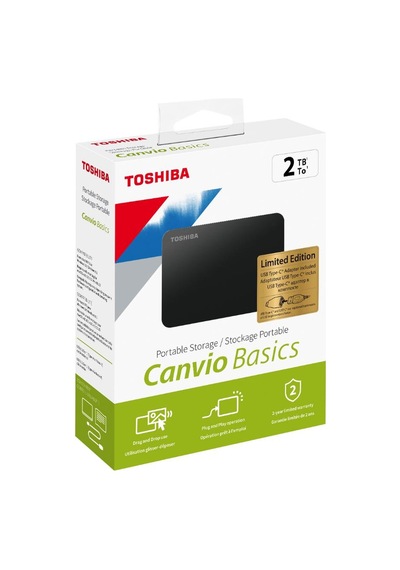 Toshiba Canvio Basics HDTB420EK3AB 2 TB 2.5" USB 3.2 Gen 1 Taşınabilir Disk + Type-C Adaptör