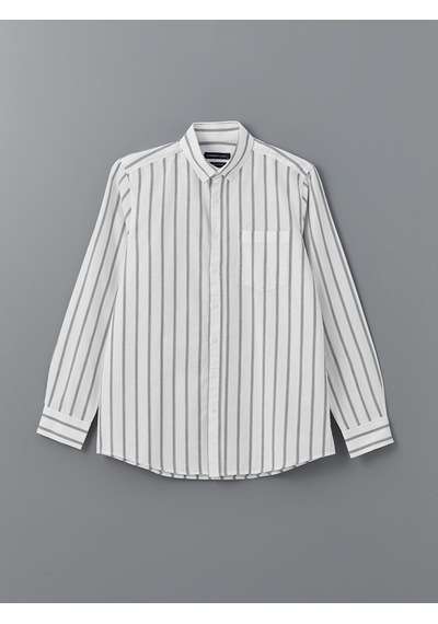 Lcwaıkıkı Classic Beyaz Regular Fit Uzun Kollu Çizgili Erkek Gömlek