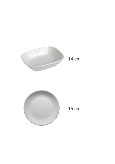 Gürallar 12 Parça Beyaz Çok Amaçlı Kahvaltılık Meze Ve Çerezlik Seti - 6 Yuvarlak 15cm + 6 Dikdörtgen 14x8cm