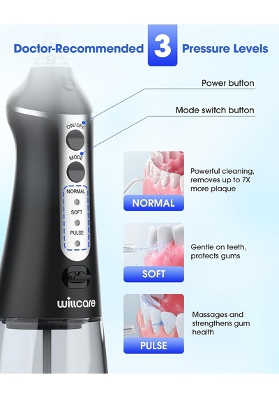 Su Diş Flosser, 10oz Su Tankı İle Taşınabilir Oral Irrigator, 7x Derin Temizleme, 5 Nozul Seçenekleri, Ipx7 Su Geç