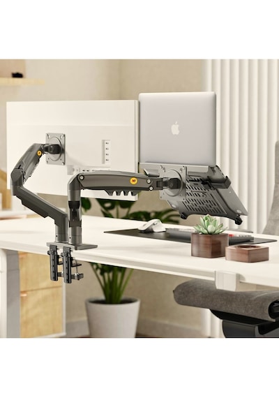 Luve Store Nb F160+fp Gazlı Çift Kollu Monitör Laptop Standı 17-30 İnç Ekran 10-17 İnç Notebook Vesa Uyumlu