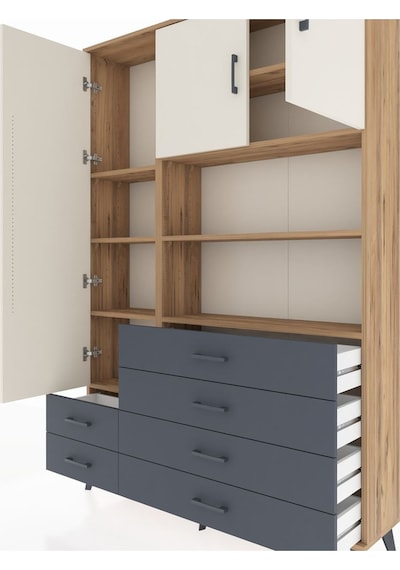 Arges Dolap 8 Raflı 6 Çekmeceli 3 Kapaklı 132x30x195 Çam-aytaşı/antrasit Aytası/antrasıt Arges Dolap 8 Raflı 6 Çekmeceli 3 Kapaklı 132x30x195 Çam-aytaşı/antrasit Aytası/antrasıt