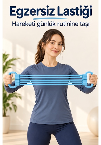6 Borulu Egzersiz Lastiği Evde Spor Fitness Direnç Lastiği Kol Omuz Sırt Karın Egzersiz Aleti Lastik Çok Renkli