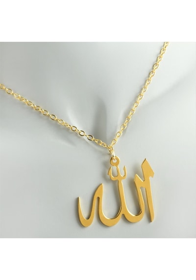 Flzdgnkr Allah Yazılı Uçlu Kolye-sarı altın