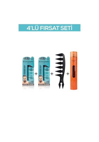 Fontenay Saç Şekillendirici Pudra Toz Wax Mat Effect X2 + Şekil Tarak'ı +saç Spreyi 400ml 4'lü Set