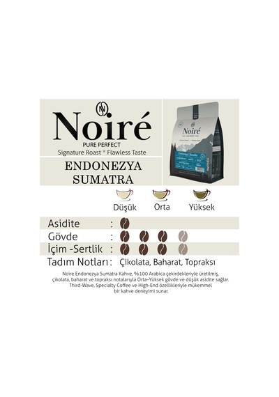 Noire Endonezya Sumatra 250g %100 Arabica Single Origin Çekirdek