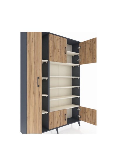 Arges Dolap 10 Raflı 5 Kapaklı 132x30x195 Antrasit-çam/aytaşı Antrasit