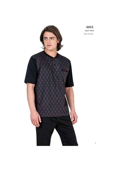 Pierre Cardin 6055 Erkek Lacivert Kısa Kollu 3 Lü Jakarlı Pijama Takımı Lacivert