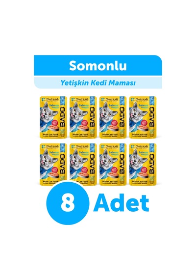 Bado Yetişkin Yaş Kedi Maması Somonlu 85gr 8'li