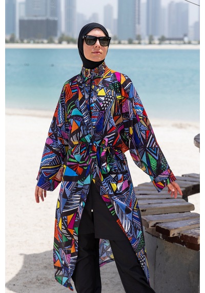 Remsa Mayo Remsa Tesettür Mayo Üzerine Tek Kaftan Kimono Pareo Rp020 Alina Siyah