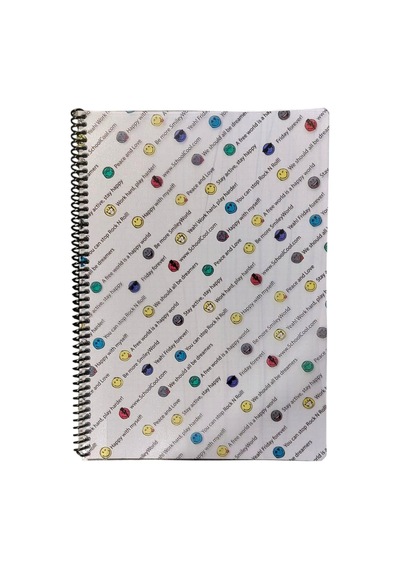 A4 Telli 80 Yaprak Çizgili Umur Smiley Emoji Defter Plastik Kapak Çok Renkli