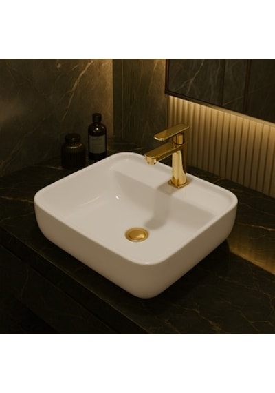 Delikli Çanak Lavabo Batarya 40x40 Cm Modern Tasarım 508 Yeşil