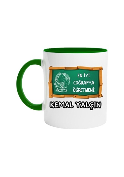 Öğretmenlere Özel İsimli Branş Tasarımlı Kupa Bardak Yeşil