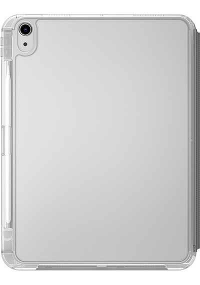 Apple Uyumlu iPad 11.nesil 2025 Kılıf Skinarma Kalemlikli Arkası Şeffaf Standlı Magnetik Zeta Kılıf Gri Kapaklı Kılıf