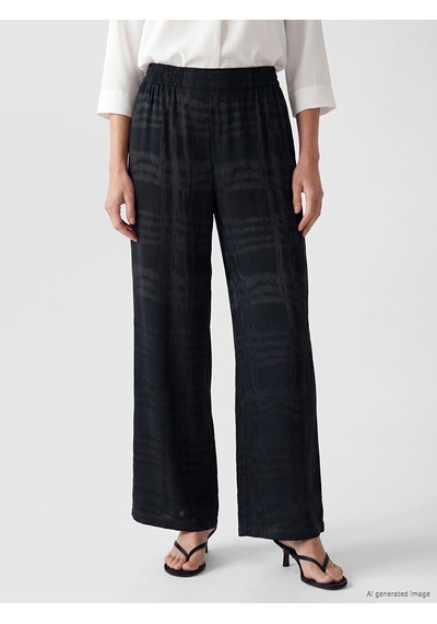 Lcw Everyday Siyah Loose Fit Ekose Kadın Pantolon