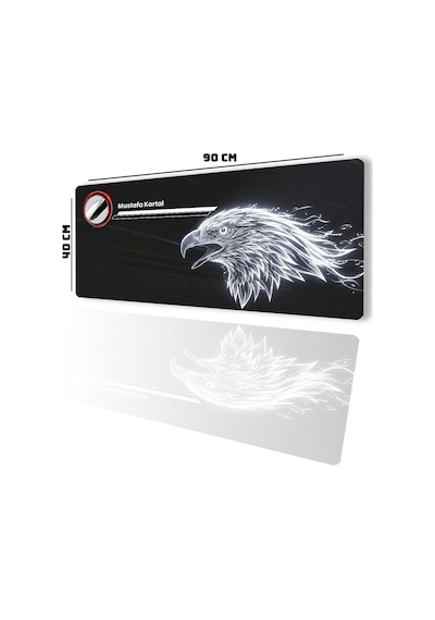 Sonictouch Kişiye İsme Özel Kartal Figürlü Siyah Beyaz Fotoğraflı Xxl Dikişsiz Gamer Klavye Mousepad Mousepad