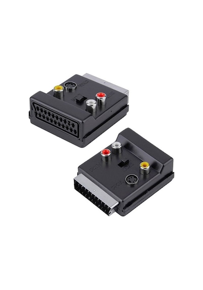 Scart Dişi Erkek Ara Tos Fişli Üstten Rca Lı Swichli Adaptör