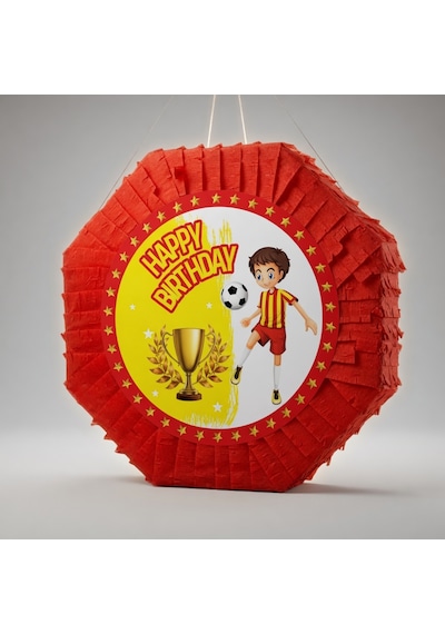 Pinyata Sarı Kırmızı Sopalı 42 Cm Doğum Günü Parti Oyunu Seti Çok Renkli