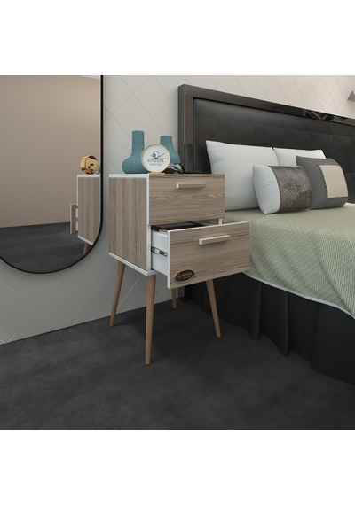 Kenzlife Komodin Donatur Crd 74 39 39 Çift Çekmeceli Ahşap Ayaklı Komidin Cordoba