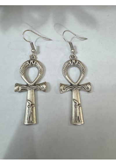 Herşey Nota Oval Ve Dikey Formlu Metal Figür Küpe Sallantılı Tasarım Küpe Çok Renkli