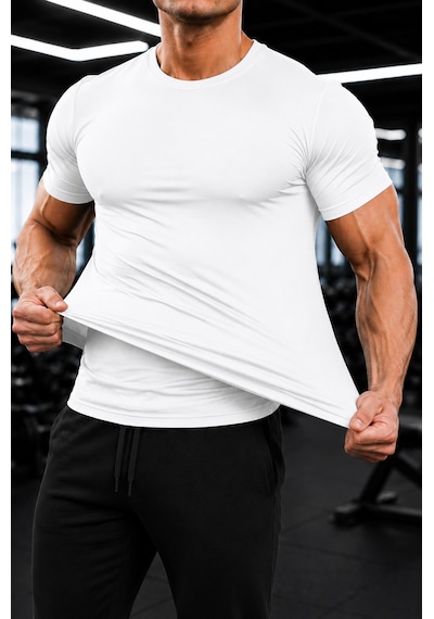 Sapeur Erkek Premium Dar Compression Tişört - Esnek Ve Nefes Alan, Spor & Günlük Tişört Beyaz