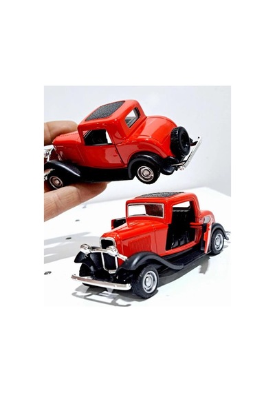 Nostaljik Klasik Metal Çek Bırak Araba Kapılar Açılır Kırmızı 1/36 Ölçek Diğer