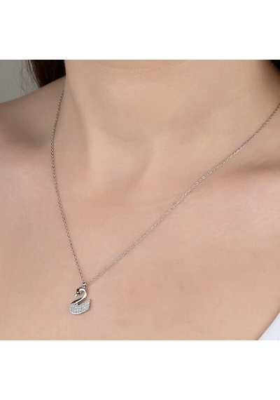 Swarovski Taşlı Gümüş Kuğu Kadın Kolye (521117003)
