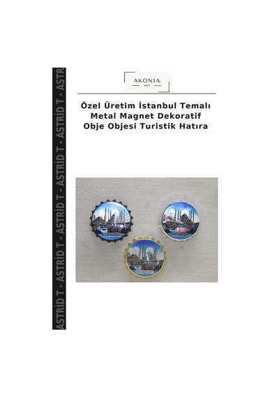 Özel Üretim İstanbul Temalı Metal Magnet Dekoratif Obje Objesi Turistik Hatıra