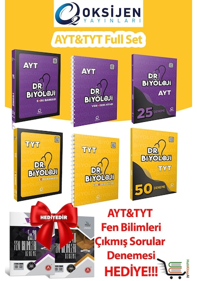 Dr.biyoloji Tyt Ayt Full Set A Yayınları Tyt Ayt Fen Bilimleri Çıkmış Sorular Denmesi Hediye