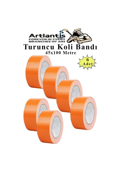 Turuncu Koli Bantı 100 Metre 6 Adet 45mm X 100 Metre Renkli Koli Bandı Extra Güçlü Formül Akrilik Koli Bandı 6