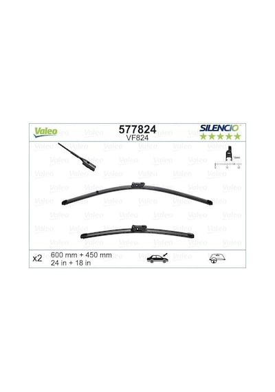 VALEO 577824 Valeo Silencio X-Trm Flat Blade Vm824 (X2) (650-450 Mm) Skoda Octavia3