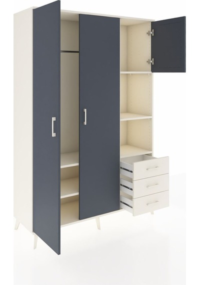 Hyperion Dolap 5 Raflı 3 Çekmeceli Tek Askılı 132x44x195 Aytaşı-antrasit/aytaşı Antrasıt/aytası