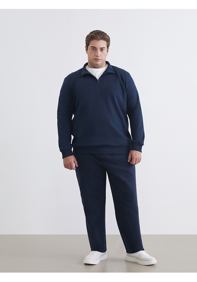 Lcwaıkıkı Classic Lacivert Büyük Beden Dik Yaka Erkek Sweatshirt
