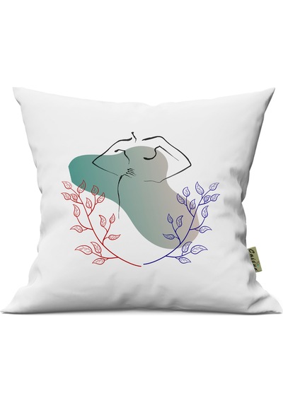 Modern Kadın Desenli Çift Yön Dijital Baskılı Dekoratif Kırlent Kılıfı Yastık Kılıfı 39x39cm Karışık/Çok Renkli