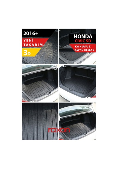 Honda Civic Sd 2016+ Bagaj Havuzu 3d Özel Kalıp Su Geçirmez, Kaymaz, Tam Uyum