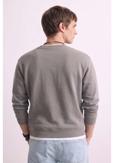 Barrels And Oıl Erkek Göğüs Baskı Detaylı Uzun Kollu Sweatshirt - Açık Gri Açık Gri