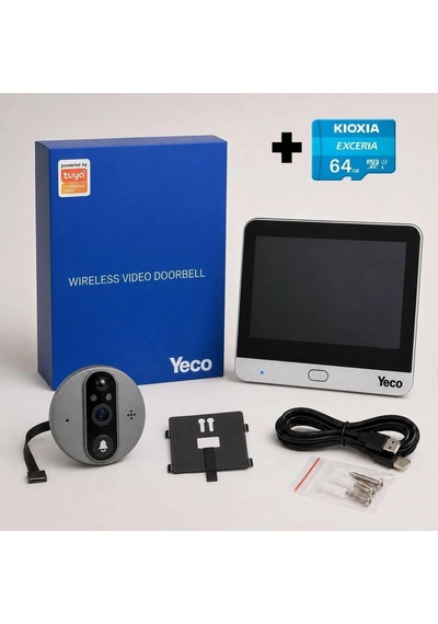 Yeco Pd-20 Akıllı Görüntülü Kapı Dürbünü, Kioxia 64gb Micro Sd Kart Dahil Genel