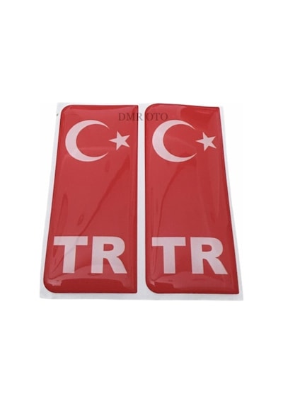Türk Bayrağı Plaka Damla Sticker Su Geçirmez Solmaz 2 Adet