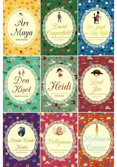 İlk Kütüphanem-çocuk Klasikleri Heidi-pollyanna-arı Maya-lord Jim-don Kişot-robinson Crusoe+3kitap