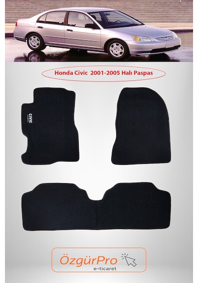 Rizline Honda Civic 2001-2005 Araca Özel Halı Paspas Siyah